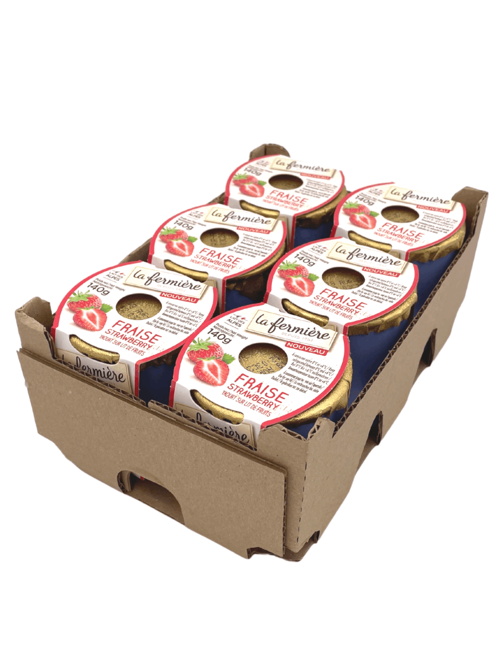 Pack of 6 x 140g La Fermiere strawberry yogurts