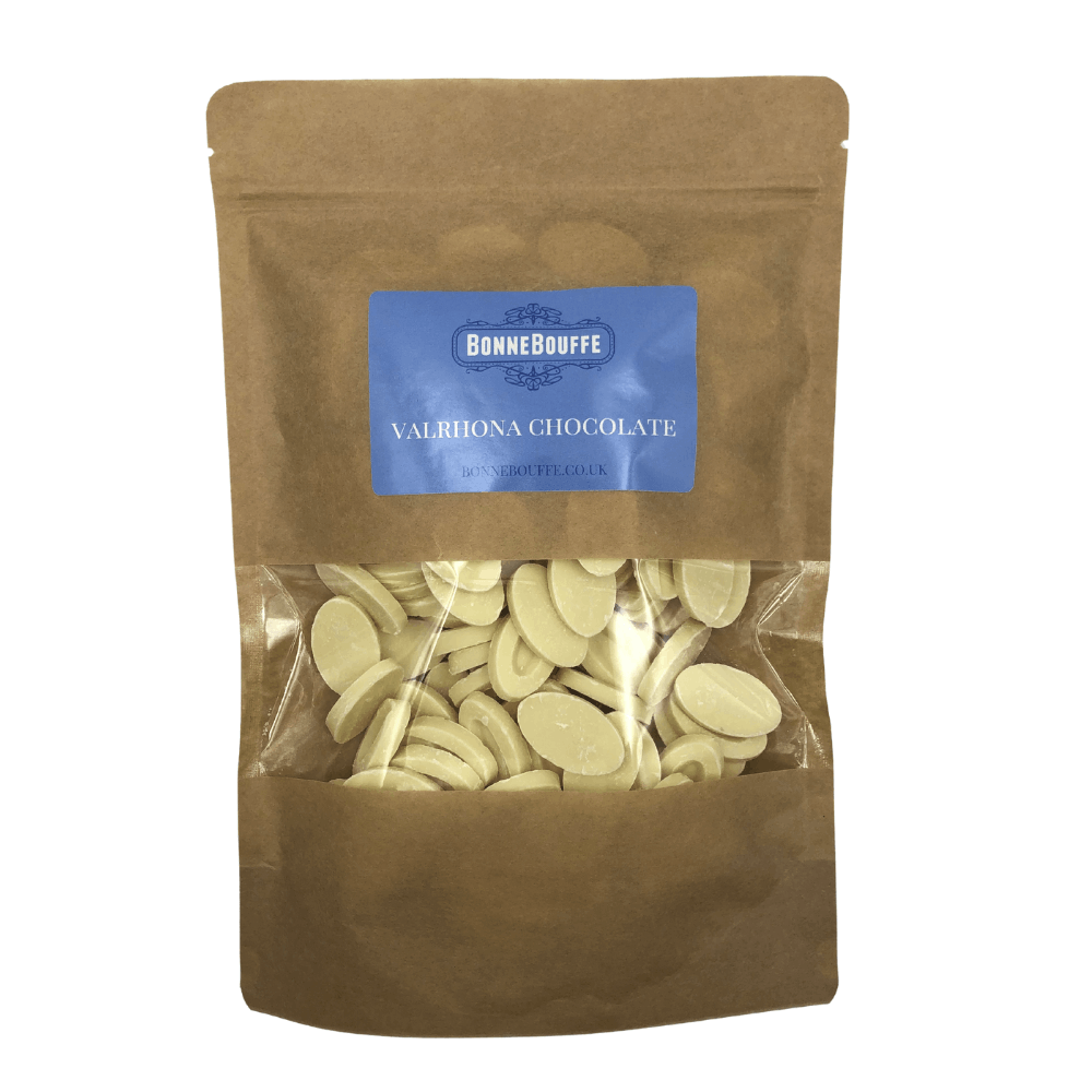Valrhona Opalys 33% White Chocolate in resealable bag