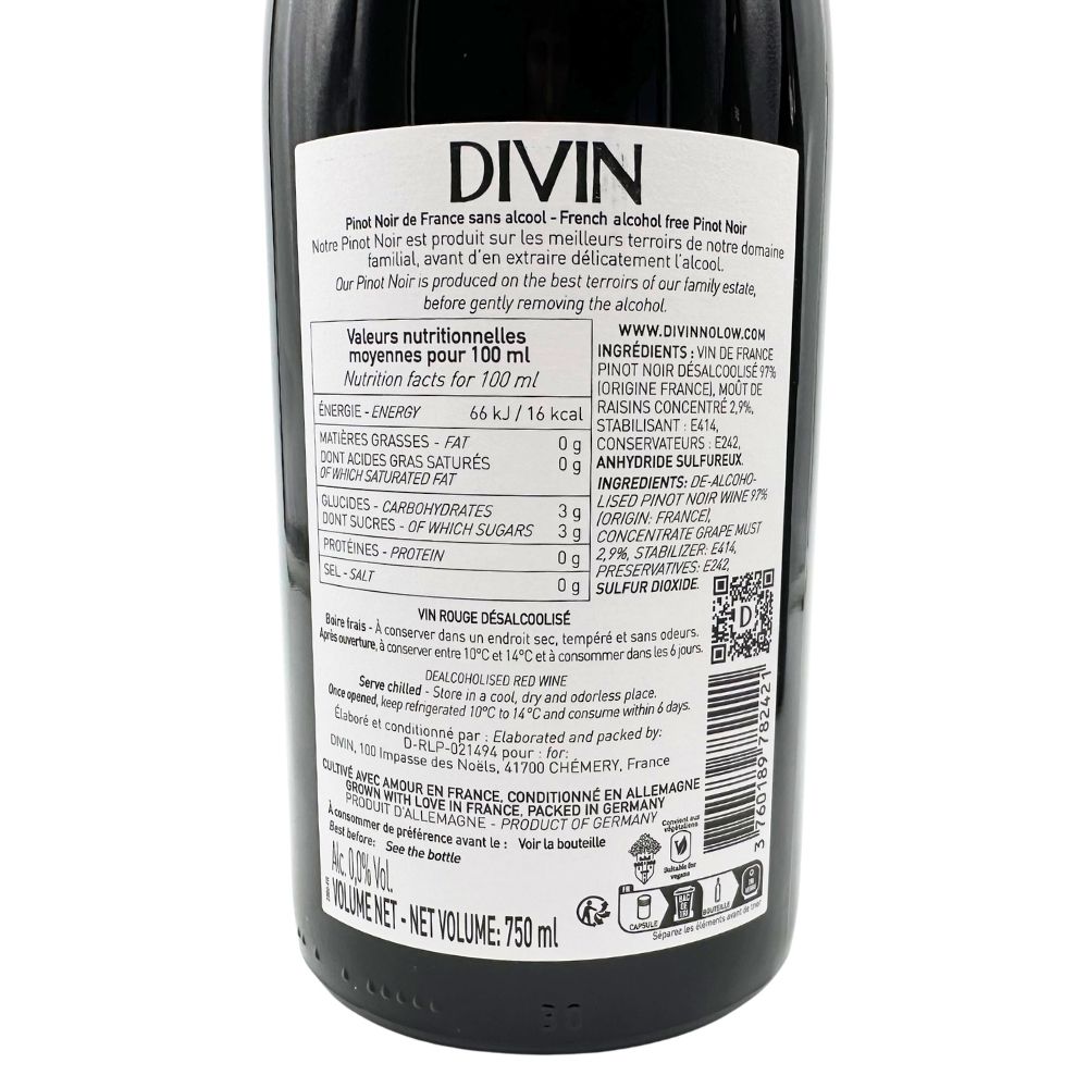 Divin Pinot Noir Non-Alcoholic 0.0% ABV 75cl - Image 2