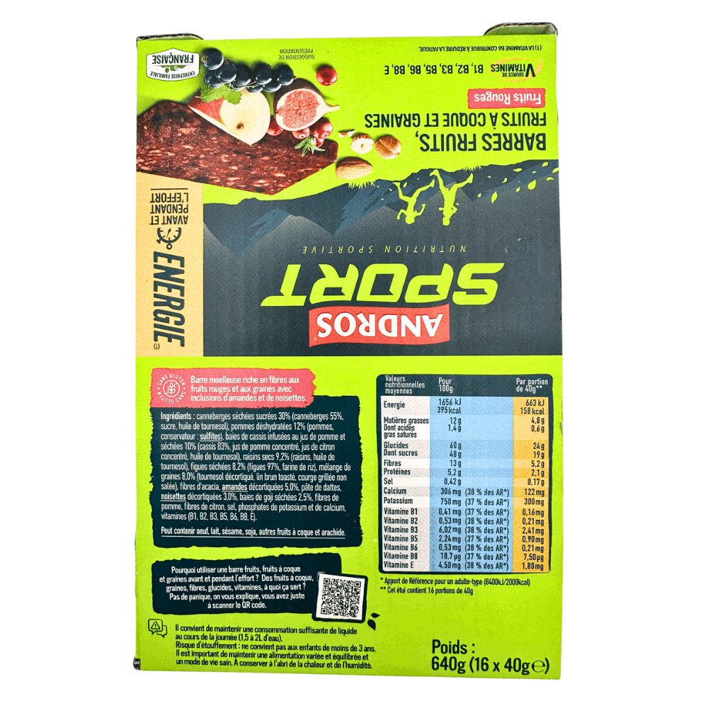 Andros Red Fruits & Seeds Energy Bars 40g x 16 - Image 3