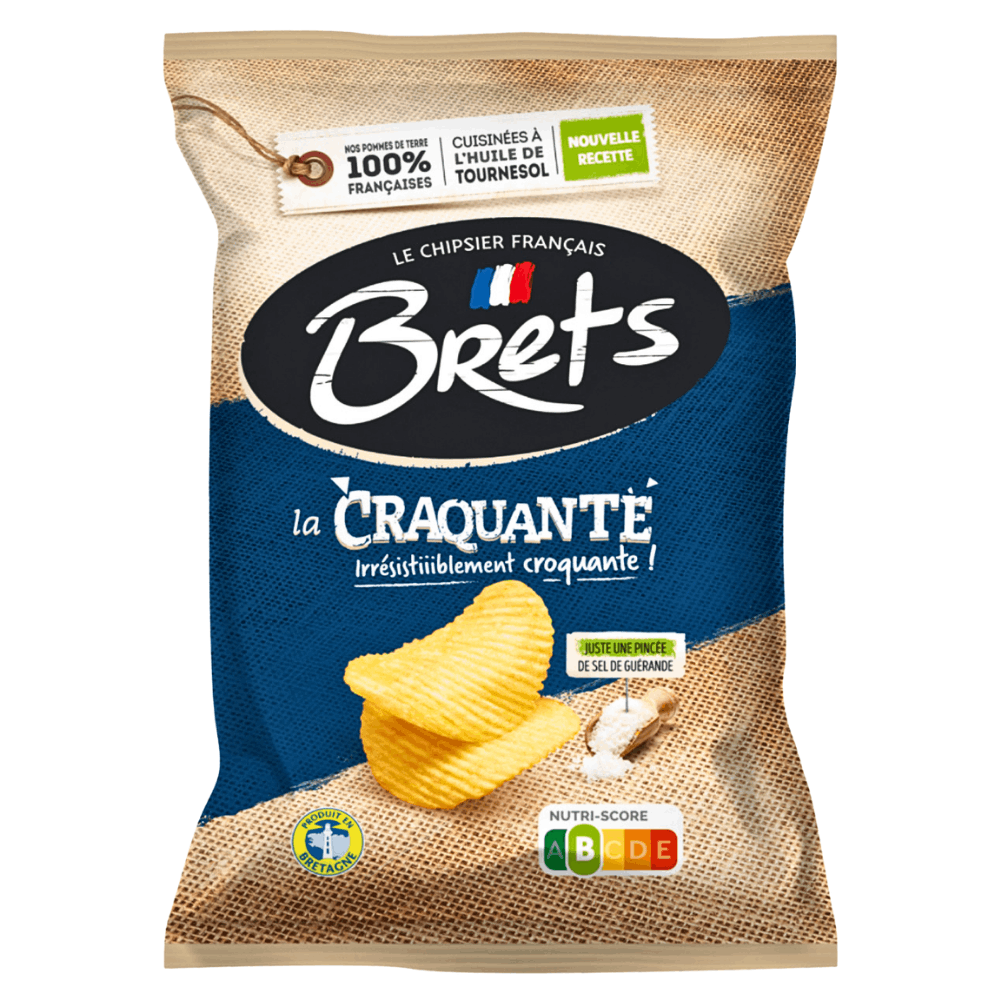 Brets Guerande Salted Crisps 125g x 10 - Image 2