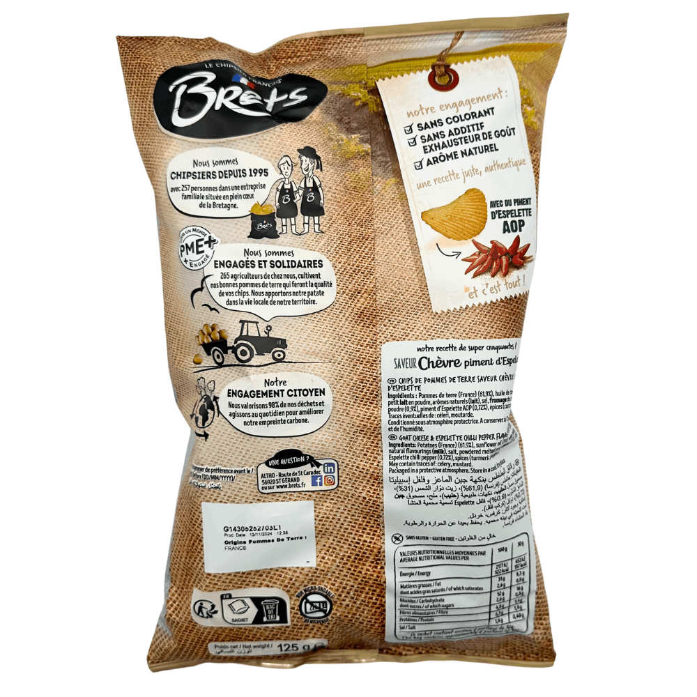 Brets Goat Cheese and Espelette Chilli Crisps 125g x 10 - Image 3