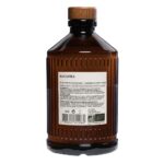 Rear view of a 400 ml Bacanha Brut Cardamom Syrup bottle showing the ingredients, nutrition information, and barcode, isolated on a white background.