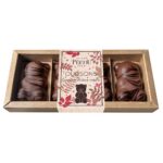 Gift box of Maison Pécou Hazelnut Praline Marshmallow Chocolate Bears (100 g) featuring milk chocolate-coated marshmallow bears with hazelnut praline filling.