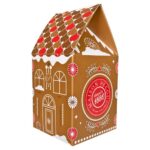 Back view of Maison Pécou Pain d'Épices chocolate gingerbread selection 100g festive house gift box.
